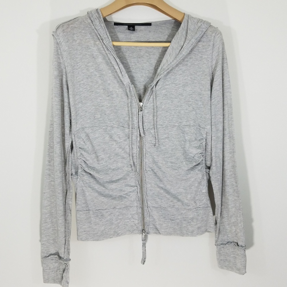 ISDA & CO Hoodie Zip Up Ruched Distressed Small